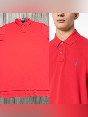 Ralph Lauren Red Polo Shirt with Blue  Logo XXL